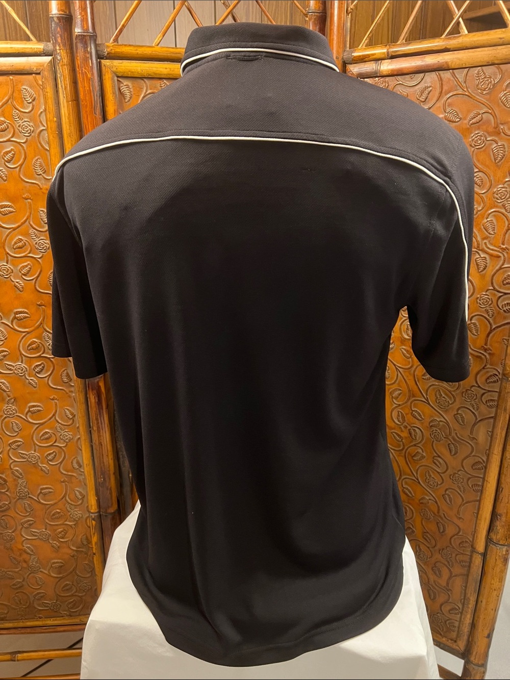 Yamaha Black Polo with White Piping and Chest Pocket - Picture 3 of 6